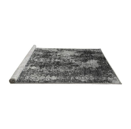 Sideview of Machine Washable Oriental Gray Industrial Rug, wshurb1432gry