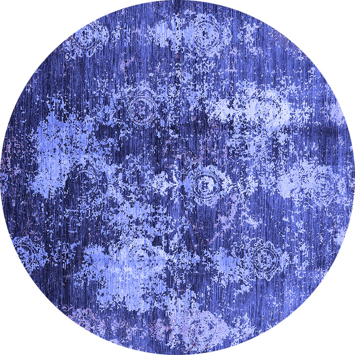 Round Oriental Blue Industrial Rug, urb1432blu