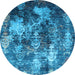 Round Oriental Light Blue Industrial Rug, urb1432lblu