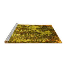 Sideview of Machine Washable Oriental Yellow Industrial Rug, wshurb1432yw