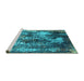 Sideview of Machine Washable Oriental Turquoise Industrial Area Rugs, wshurb1432turq