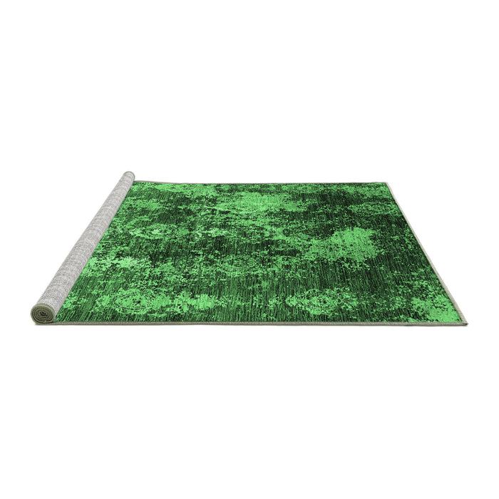 Sideview of Machine Washable Oriental Emerald Green Industrial Area Rugs, wshurb1432emgrn