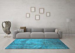 Machine Washable Oriental Light Blue Industrial Rug in a Living Room, wshurb1433lblu