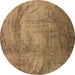 Round Oriental Brown Industrial Rug, urb1433brn