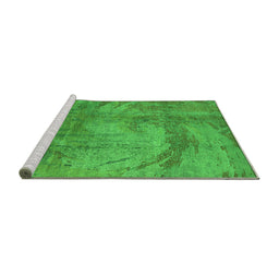 Sideview of Machine Washable Oriental Green Industrial Area Rugs, wshurb1433grn