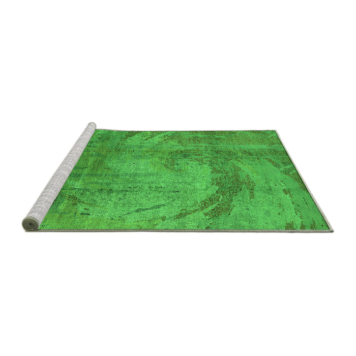 Sideview of Machine Washable Oriental Green Industrial Area Rugs, wshurb1433grn