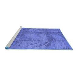 Sideview of Machine Washable Oriental Blue Industrial Rug, wshurb1433blu