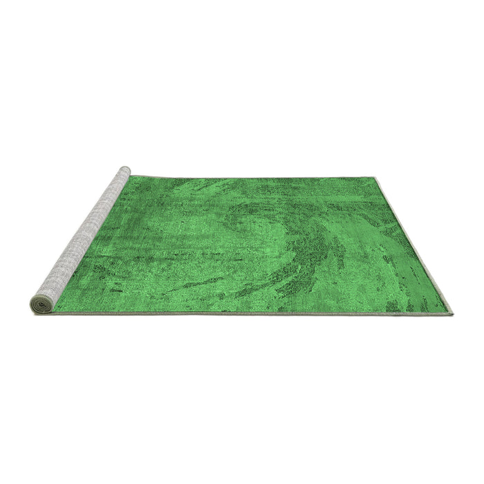 Sideview of Machine Washable Oriental Emerald Green Industrial Area Rugs, wshurb1433emgrn