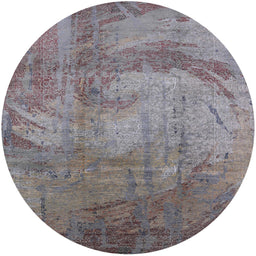 Round Mid-Century Modern Purple Oriental Rug, urb1433