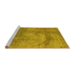 Sideview of Machine Washable Oriental Yellow Industrial Rug, wshurb1433yw