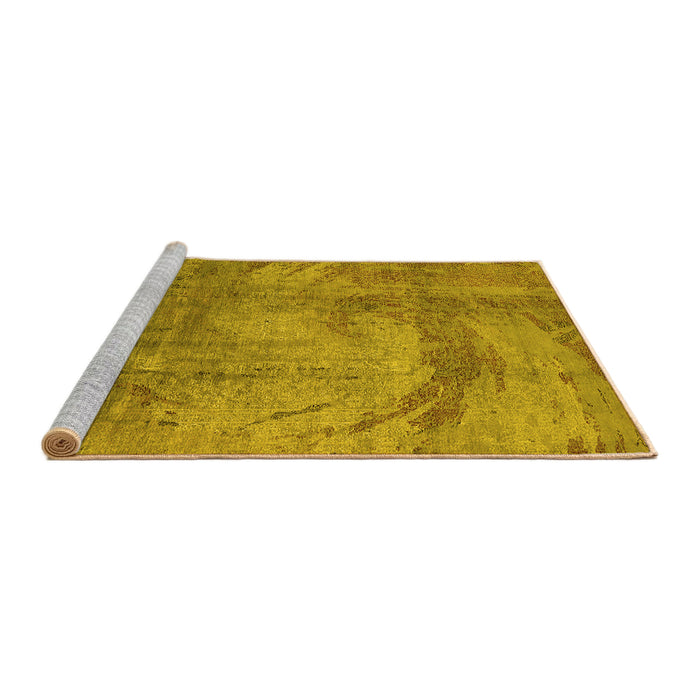 Sideview of Machine Washable Oriental Yellow Industrial Rug, wshurb1433yw
