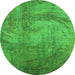 Round Oriental Green Industrial Rug, urb1433grn