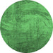 Round Oriental Emerald Green Industrial Rug, urb1433emgrn