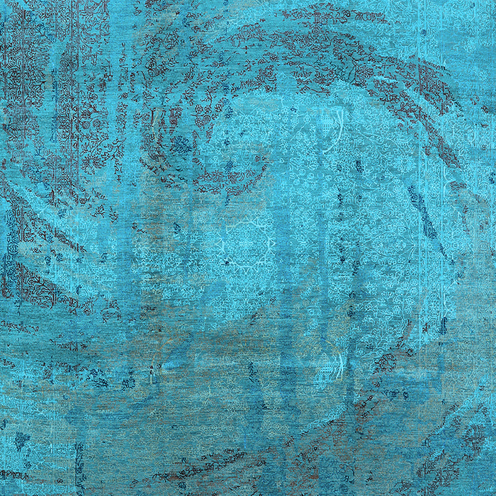 Machine Washable Oriental Light Blue Industrial Rug, wshurb1433lblu