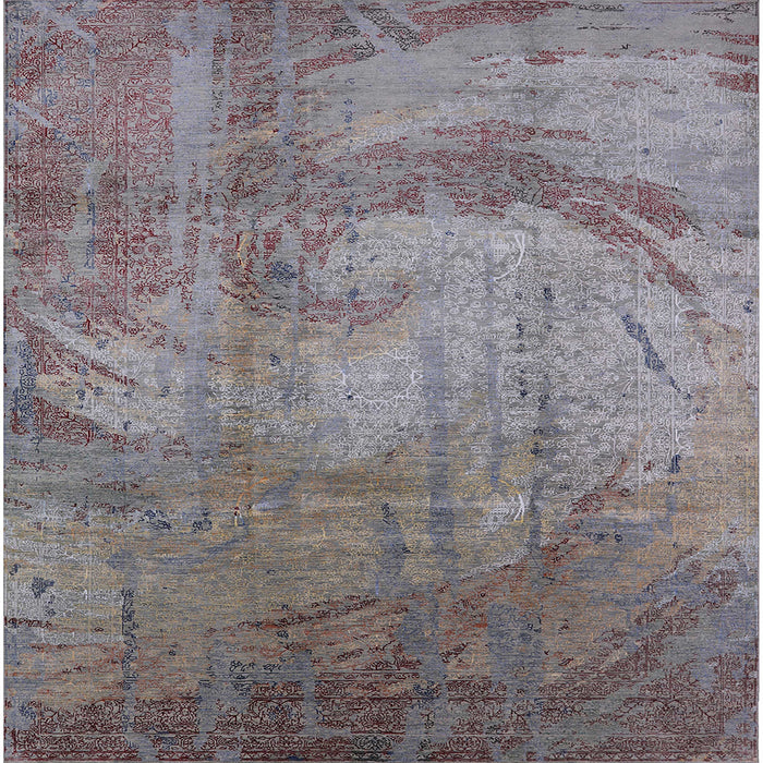 Square Mid-Century Modern Purple Oriental Rug, urb1433