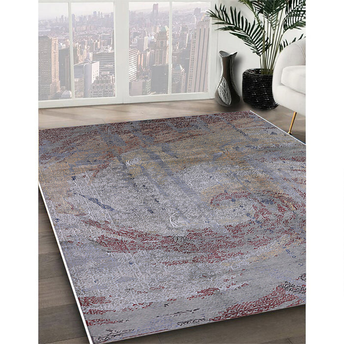 Mid-Century Modern Purple Oriental Rug in Family Room, urb1433