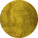 Round Oriental Yellow Industrial Rug, urb1433yw