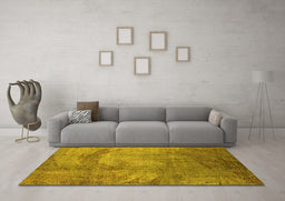 Machine Washable Oriental Yellow Industrial Rug in a Living Room, wshurb1433yw