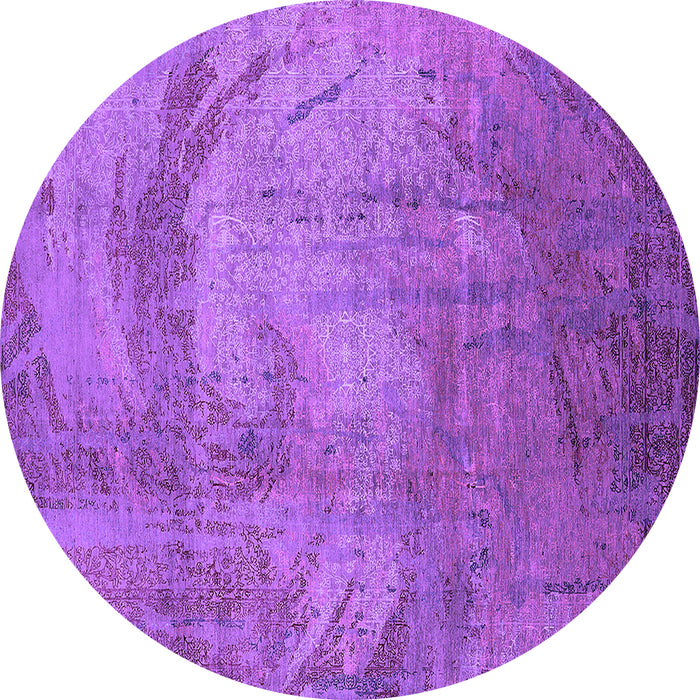 Round Machine Washable Oriental Purple Industrial Area Rugs, wshurb1433pur