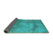 Sideview of Oriental Turquoise Industrial Rug, urb1433turq