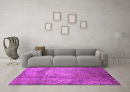 Machine Washable Oriental Pink Industrial Rug in a Living Room, wshurb1433pnk