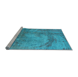 Sideview of Machine Washable Oriental Light Blue Industrial Rug, wshurb1433lblu