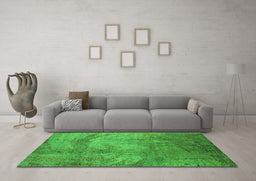 Machine Washable Oriental Green Industrial Area Rugs in a Living Room,, wshurb1433grn