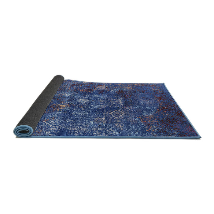Sideview of Mid-Century Modern Blue Oriental Rug, urb1434