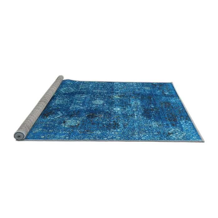 Sideview of Machine Washable Oriental Light Blue Industrial Rug, wshurb1434lblu