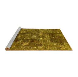 Sideview of Machine Washable Oriental Yellow Industrial Rug, wshurb1434yw