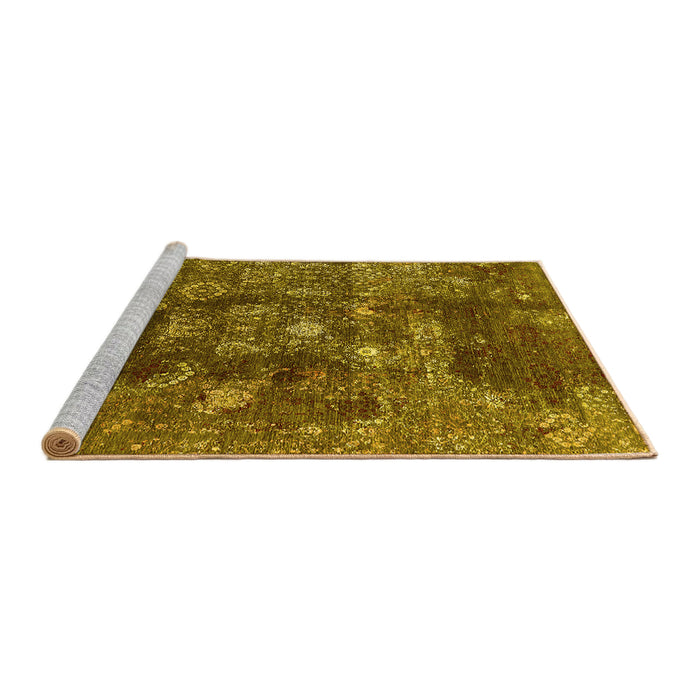 Sideview of Machine Washable Oriental Yellow Industrial Rug, wshurb1434yw