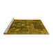 Sideview of Machine Washable Oriental Yellow Industrial Rug, wshurb1434yw