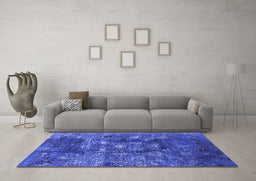 Machine Washable Oriental Blue Industrial Rug in a Living Room, wshurb1434blu