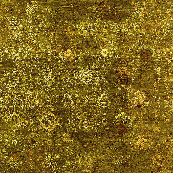 Machine Washable Oriental Yellow Industrial Rug, wshurb1434yw