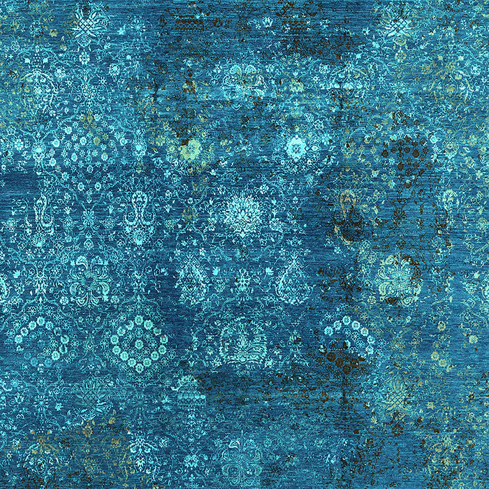 Machine Washable Oriental Turquoise Industrial Area Rugs, wshurb1434turq