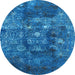 Round Oriental Light Blue Industrial Rug, urb1434lblu