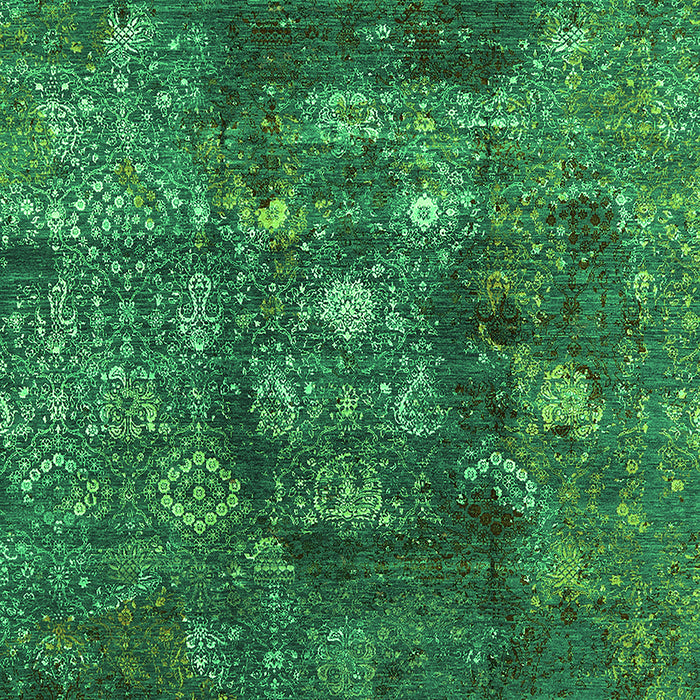 Machine Washable Oriental Green Industrial Area Rugs, wshurb1434grn