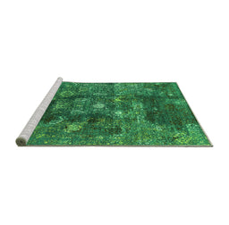 Sideview of Machine Washable Oriental Green Industrial Area Rugs, wshurb1434grn