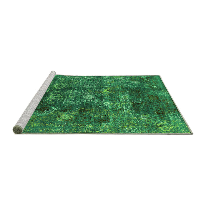 Sideview of Machine Washable Oriental Green Industrial Area Rugs, wshurb1434grn