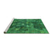 Sideview of Machine Washable Oriental Green Industrial Area Rugs, wshurb1434grn