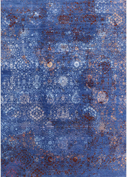 Machine Washable Industrial Modern Blue Rug, wshurb1434