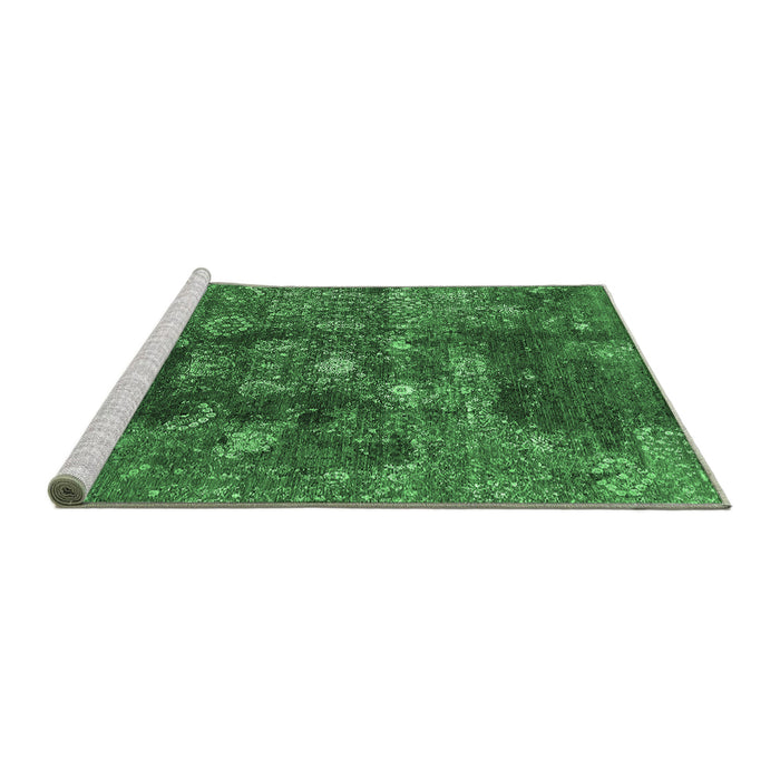 Sideview of Machine Washable Oriental Emerald Green Industrial Area Rugs, wshurb1434emgrn