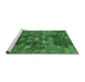 Sideview of Machine Washable Oriental Emerald Green Industrial Area Rugs, wshurb1434emgrn