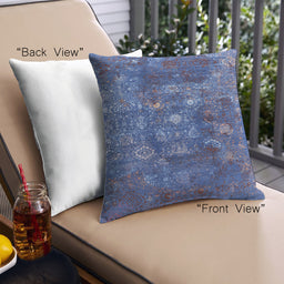 Front View of Mid-Century Modern Urban Square Blue Throw Pillow, 18 inch by 18 inch, pwurb1434