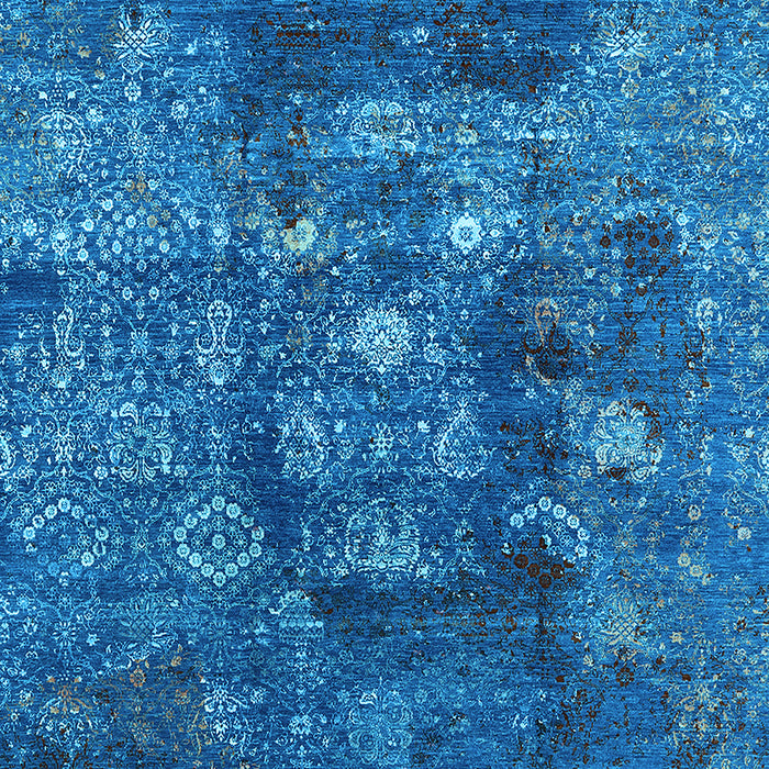 Machine Washable Oriental Light Blue Industrial Rug, wshurb1434lblu