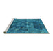 Sideview of Machine Washable Oriental Turquoise Industrial Area Rugs, wshurb1434turq