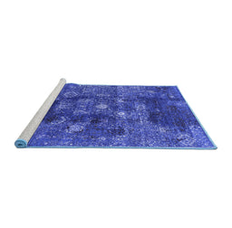 Sideview of Machine Washable Oriental Blue Industrial Rug, wshurb1434blu