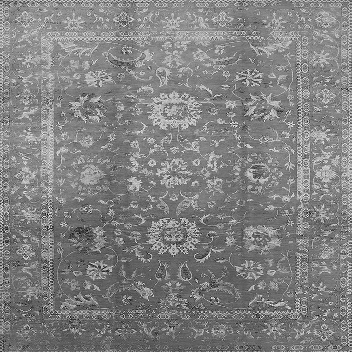 Square Machine Washable Oriental Gray Industrial Rug, wshurb1435gry