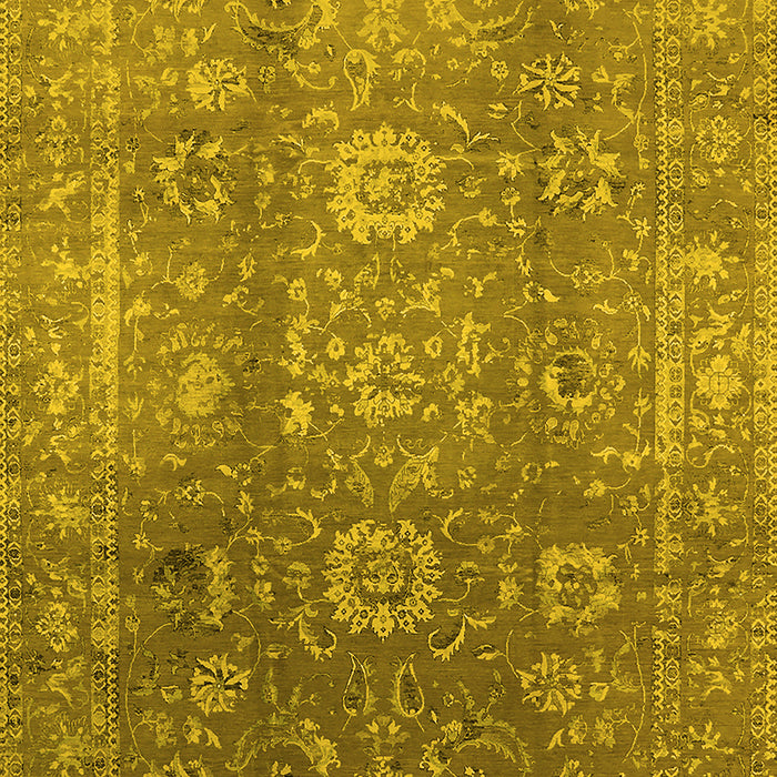 Machine Washable Oriental Yellow Industrial Rug, wshurb1435yw