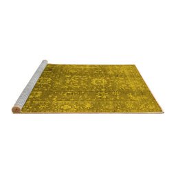 Sideview of Machine Washable Oriental Yellow Industrial Rug, wshurb1435yw
